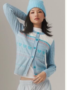 Beach Riot Bow Crewneck Cardigan Sweater